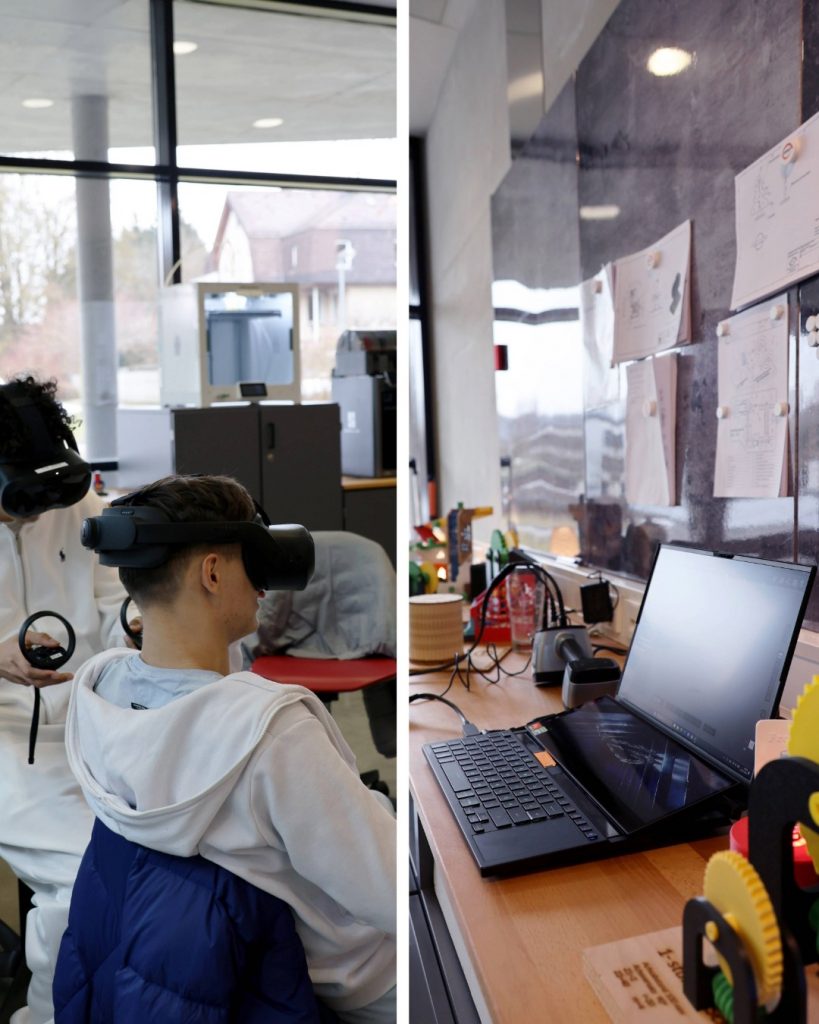 VR-Brille und Laptop im Makerspace